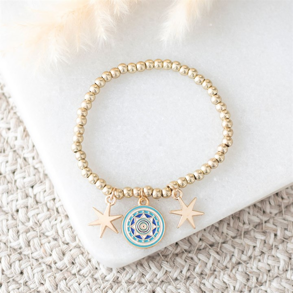 All Seeing Eye Beaded Charm Bracelet