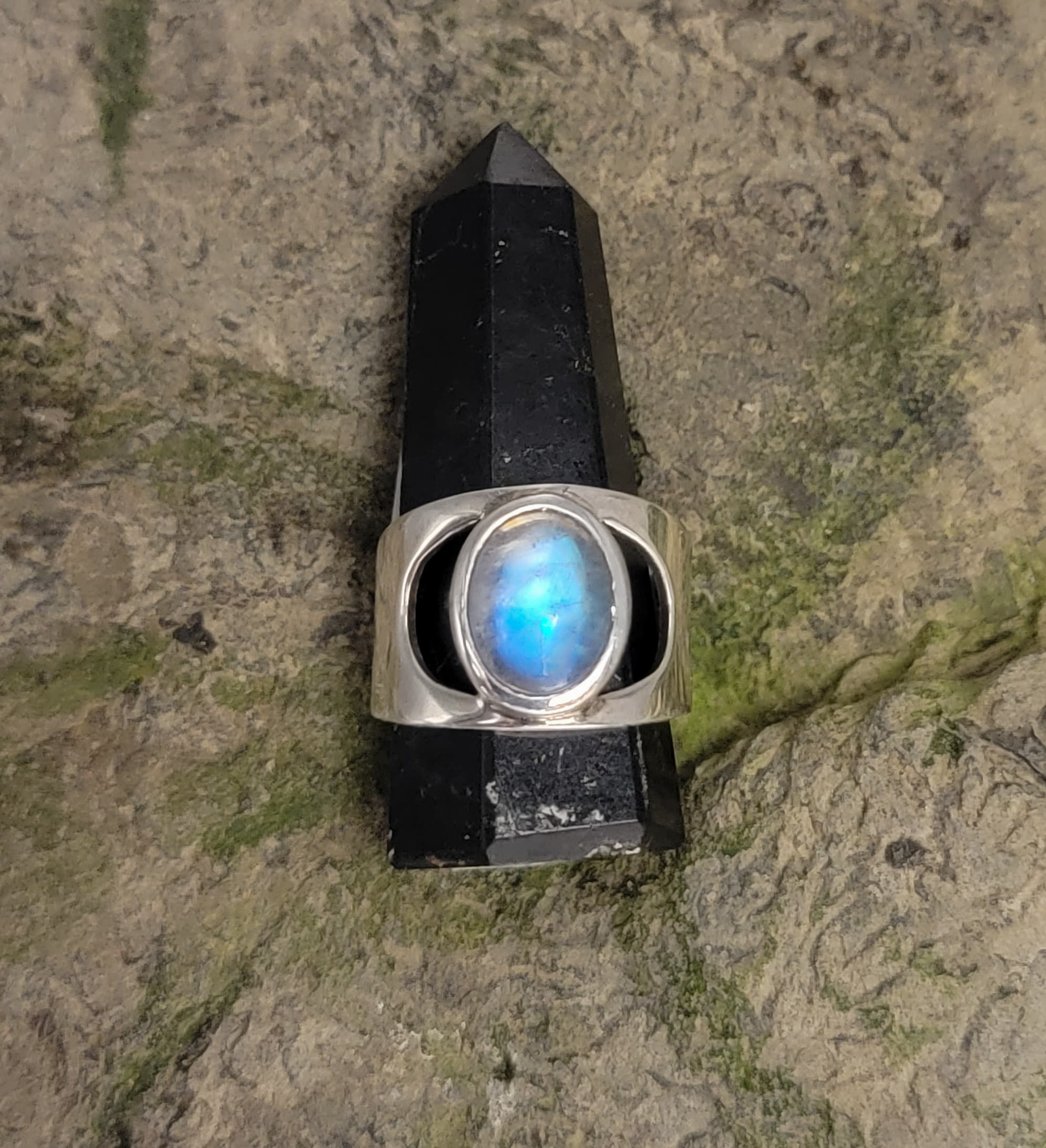 Rainbow Moonstone ring size 8