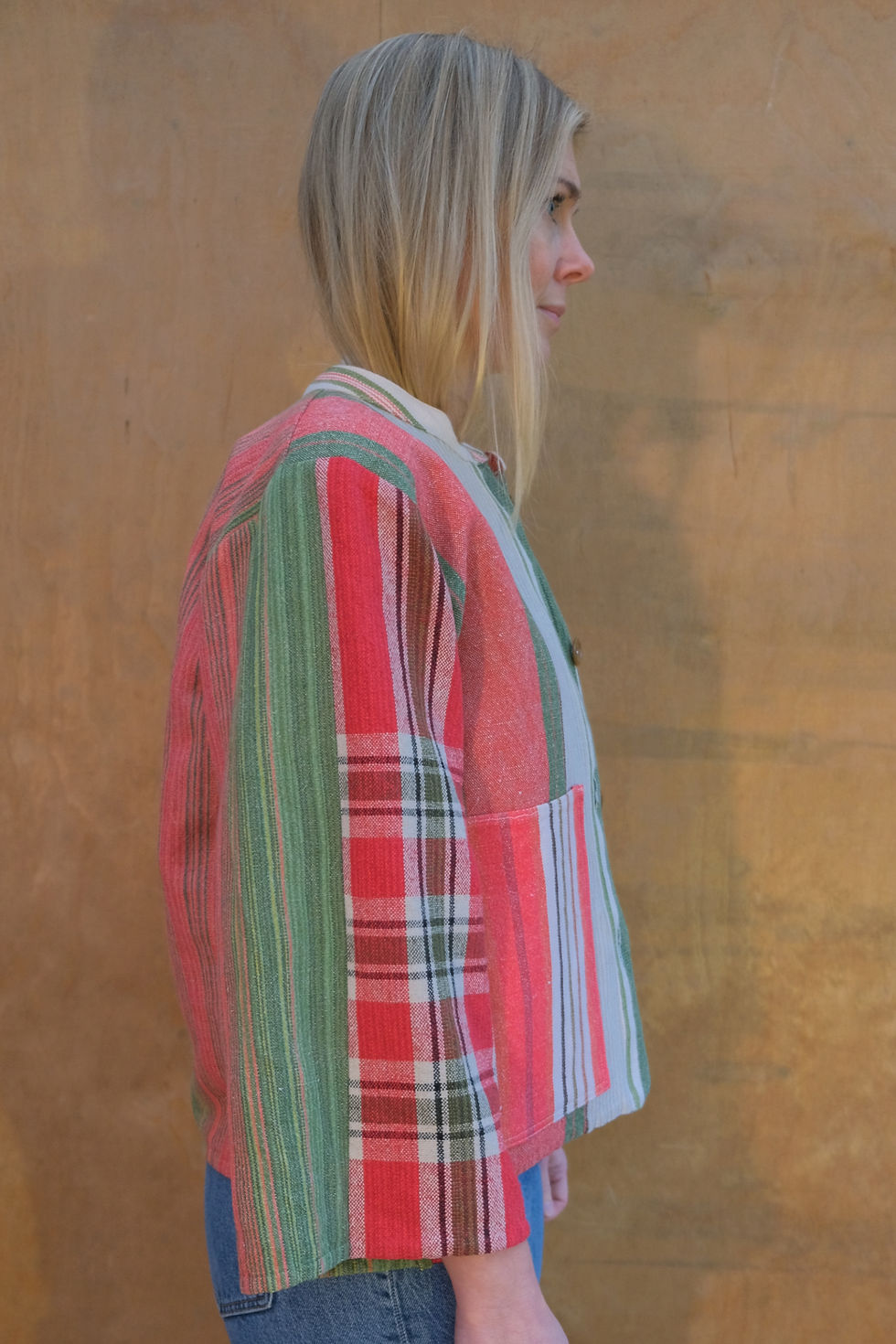 Thumbnail: Homevowen jacket in red and green stripes