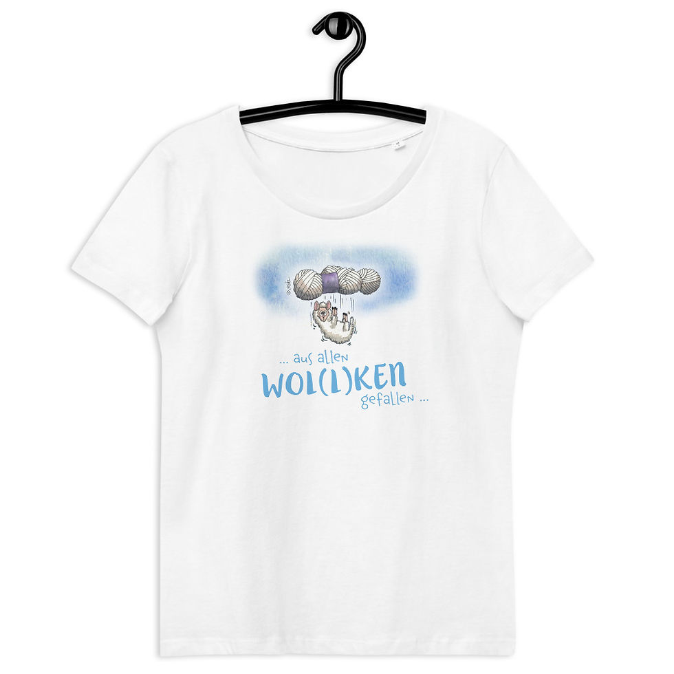 Miniaturbild: ... aus Wol(l)ken gefallen .... / Enganliegendes Öko-T-Shirt für Damen
