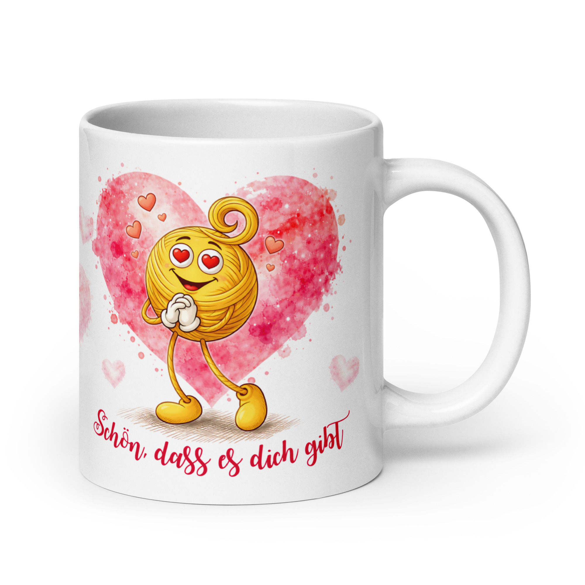 Woolicons Tasse mit Herz und Spruch, Geschenk für Strickerin, Geschenk für Häklerin, Geschenk Wollfans
