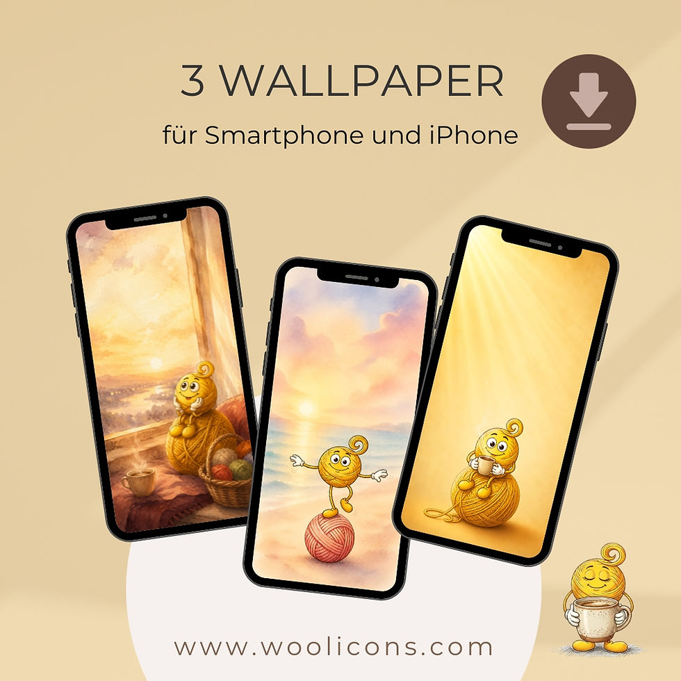 Woolicons Wallpaper. Gefühle aus Wolle. Manchmal sagt ein Knäuel mehr als Worte.