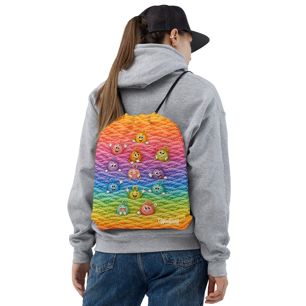 Robuster Projektbeutel mit Woolicons Motiv für Wolle und kreative Projekte