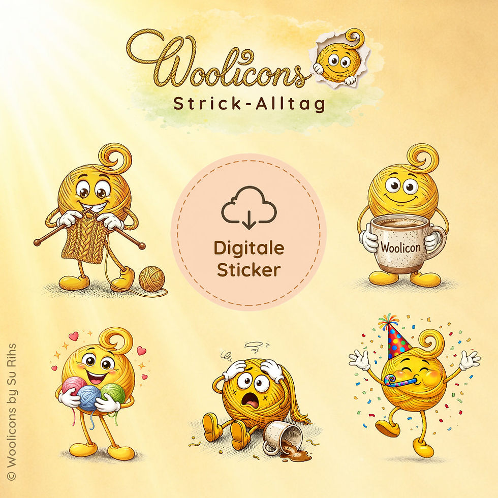 Miniaturbild: 10 digitale Woolicon Sticker als PNG mit transparentem Hintergrund.