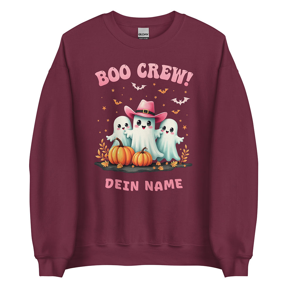 Thumbnail: Personalisiertes Halloween Sweatshirt "Boo Crew" mit lustigen Geistern & Cowboyhut, Perfektes Familien-Outfit für Halloween