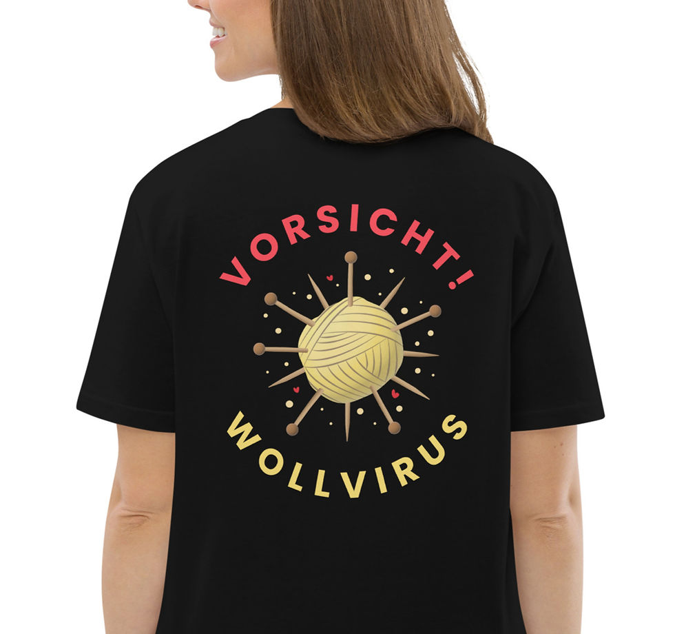 Miniaturbild: Wollvirus, Wollsüchtig, Strickshirt, Häkelshirt, BioShirt, LustigesShirt, Handarbeitsliebe, Strickliebe, Häke