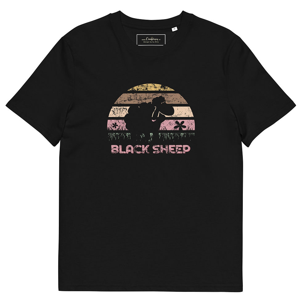 Miniaturbild: black sheep, Strickshirt, Vintage Shirt, Häkelshirt, BioShirt, LustigesShirt, Handarbeitsliebe, Strickliebe