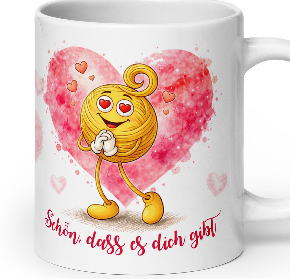 Thumbnail: Schön, dass es dich gibt I Tasse mit Woolicons für Wollfans