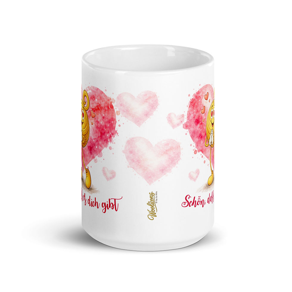 Thumbnail: Woolicons Tasse mit Herz und Spruch, Geschenk für Strickerin, Geschenk für Häklerin, Geschenk Wollfans