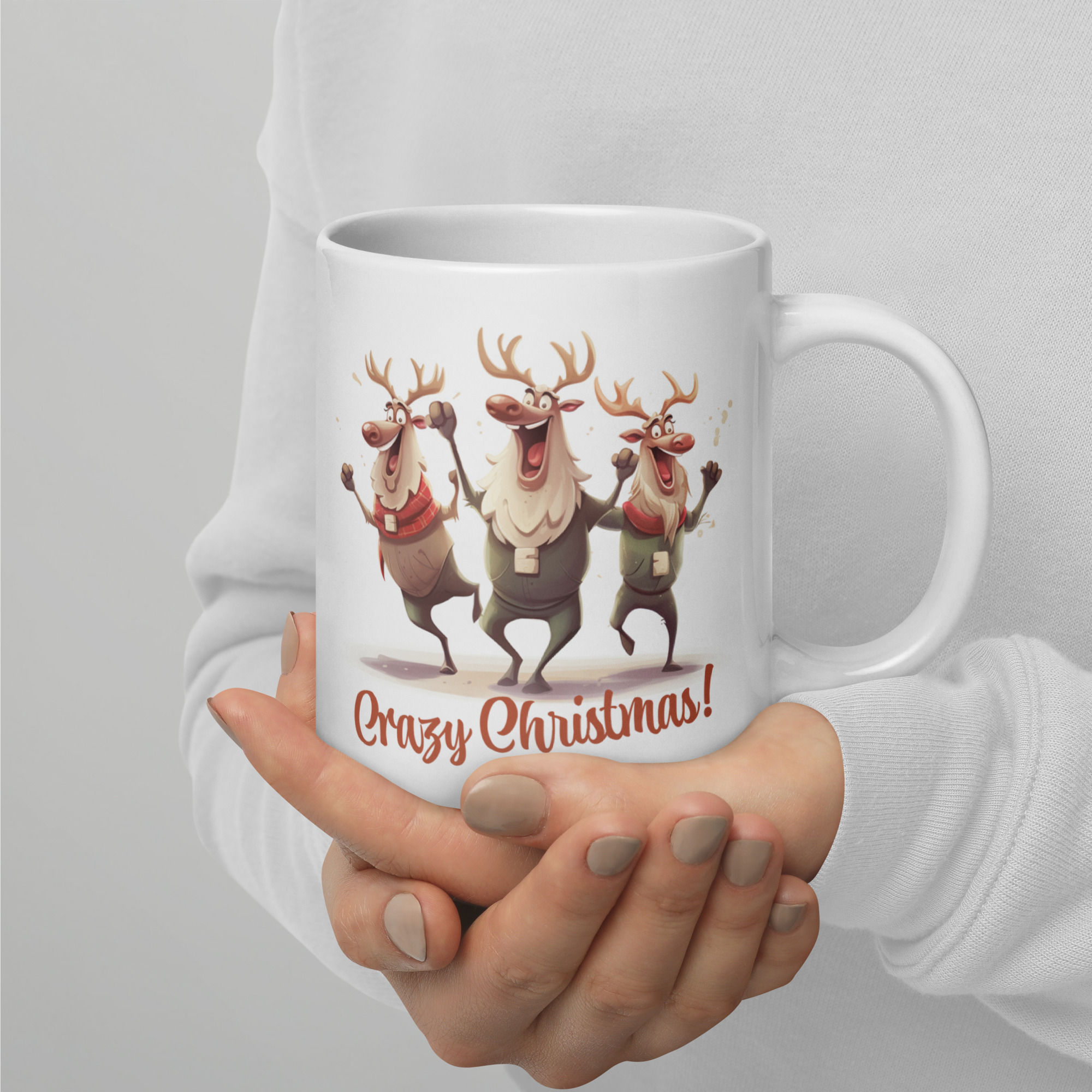 Crazy Christmas   I  White glossy mug