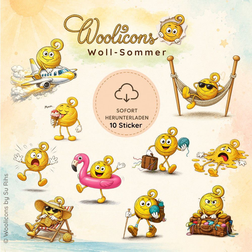 Kostenloses Woolicons Woll-Sommer Sticker Paket, Geschenk Wollfans