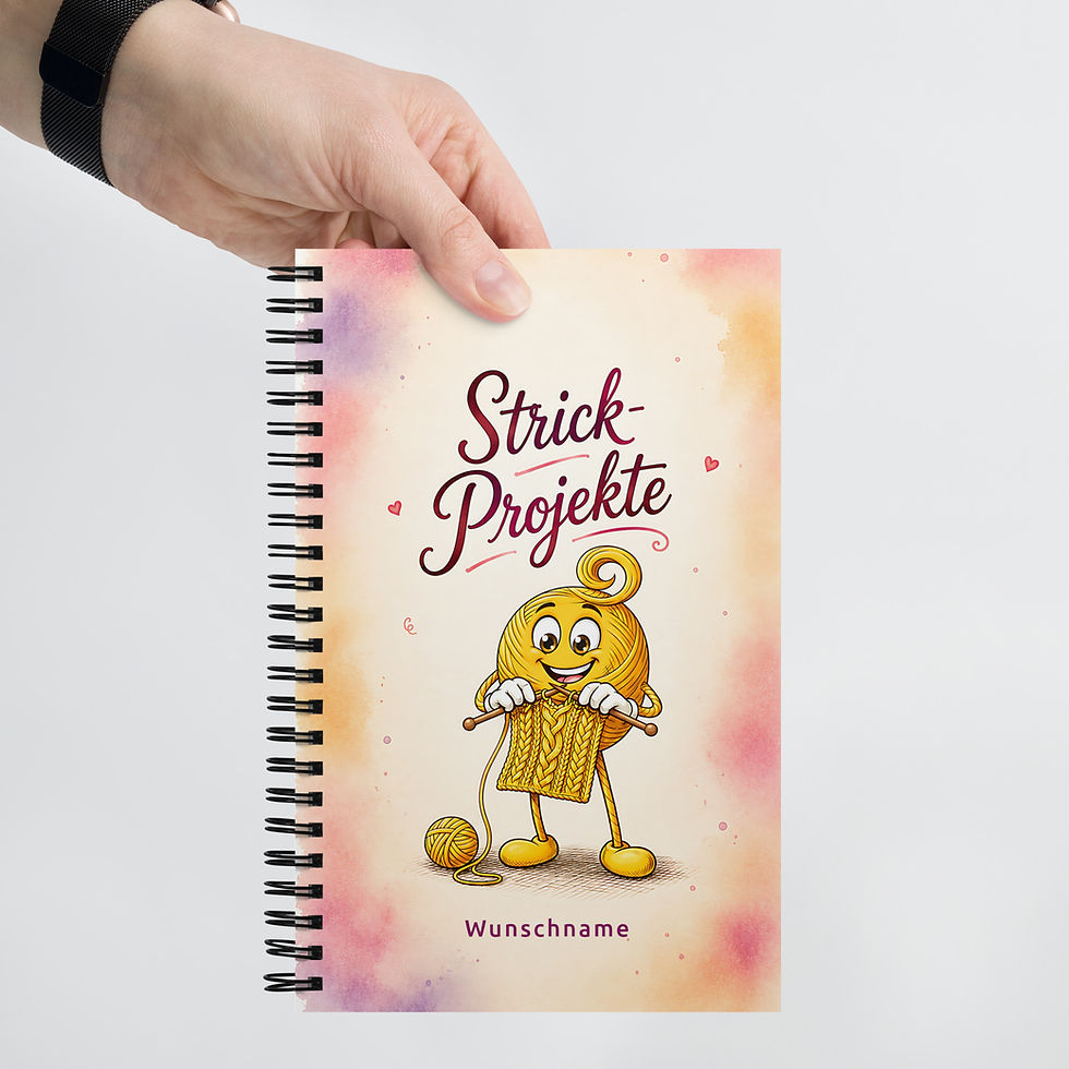 Strick-Projekte personalisierbares Notizbuch, Geschenk Wolle, stricken, häkeln