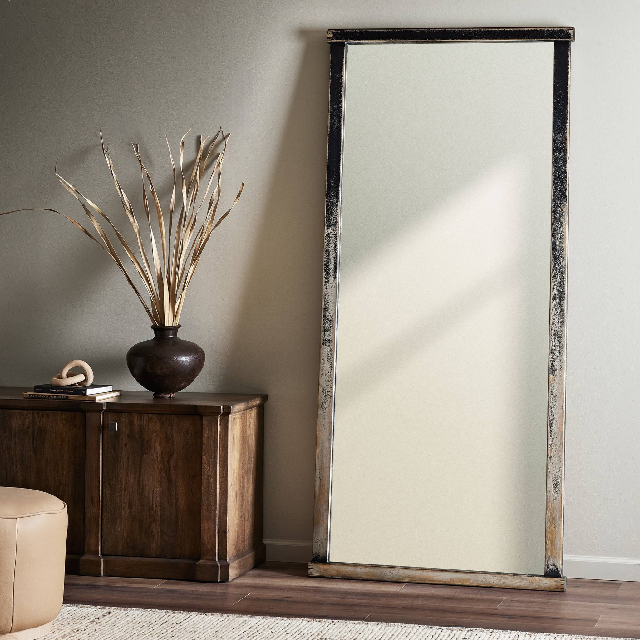 HITCHENS FLOOR MIRROR WORN BLACK - Little Mountain Home