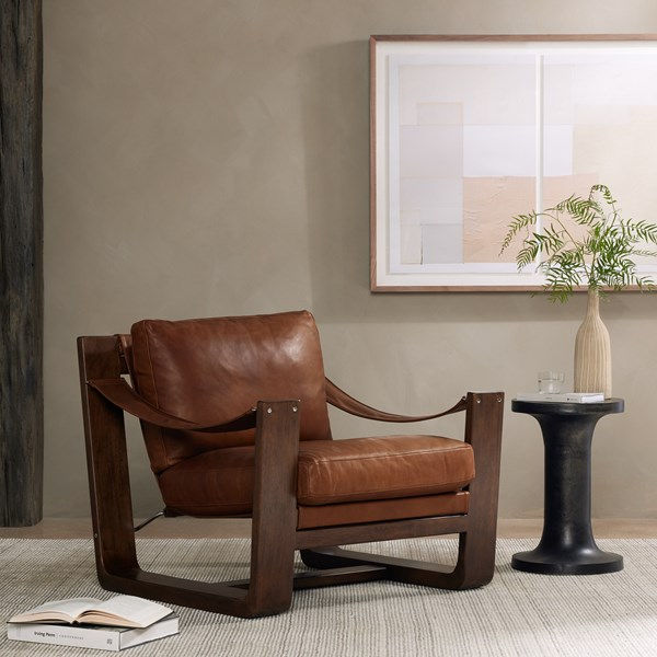 Thumbnail: CESAR HEIRLOOM LEATHER SLING CHAIR 3rd View - Little Mountain Home
