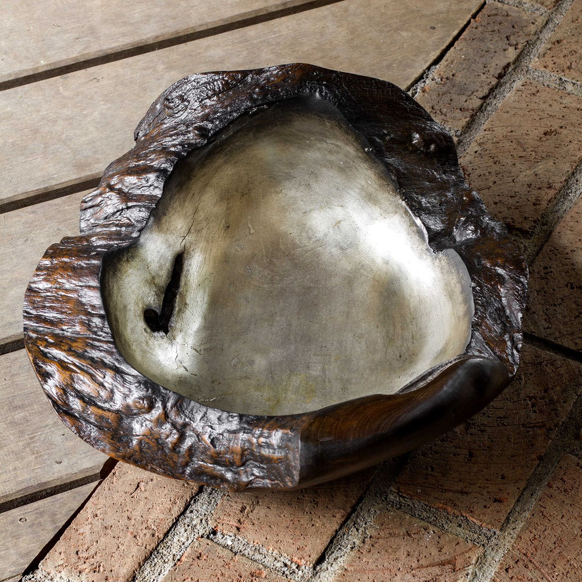 ARKADY METALLIC TEAK BOWL - Little Mountain Home