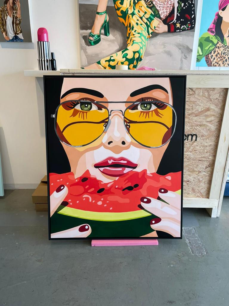 Thumbnail: Orit Fuchs: Vivid 81 - Giclee print on canvas female figure painting