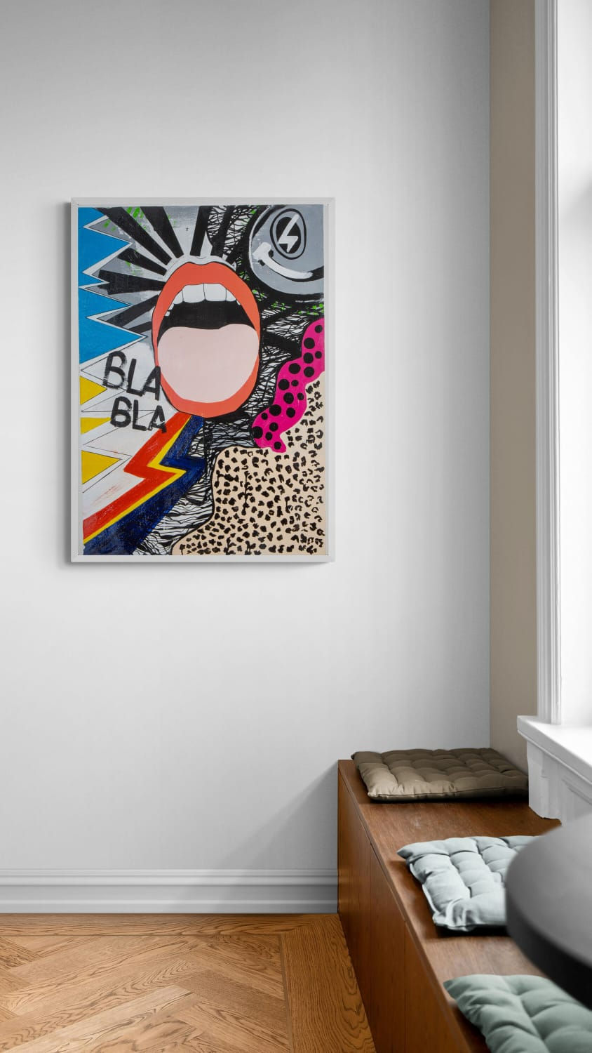 Thumbnail: Reut Harel: BLA BLA - Giclee print on canvas. 39.3/27.5”