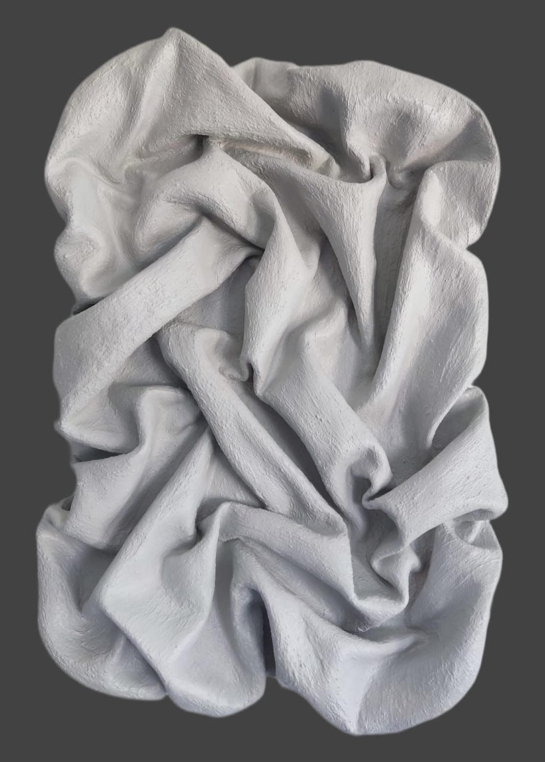 Stonegrain Wave, Clay-infused fabric sculpture, for wall installation