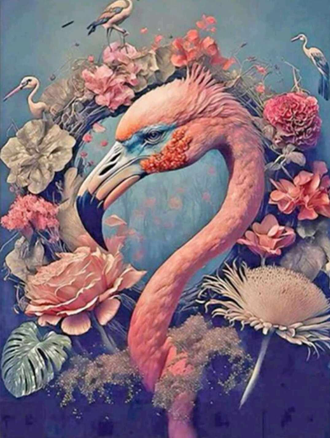 Flamingo met bloemen