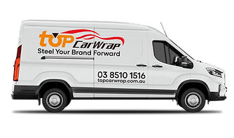 Custom van wrap displaying vibrant branding and business logo.