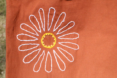 Hand Embroidered Flower Pants