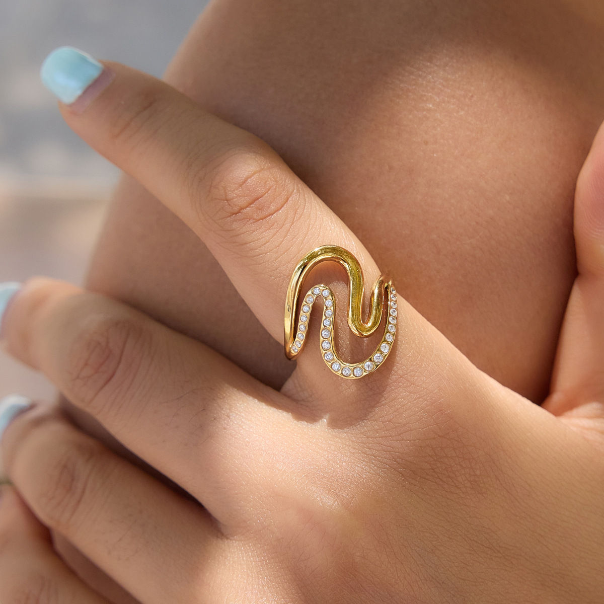 Celeste Double Wave Zircon Ring
