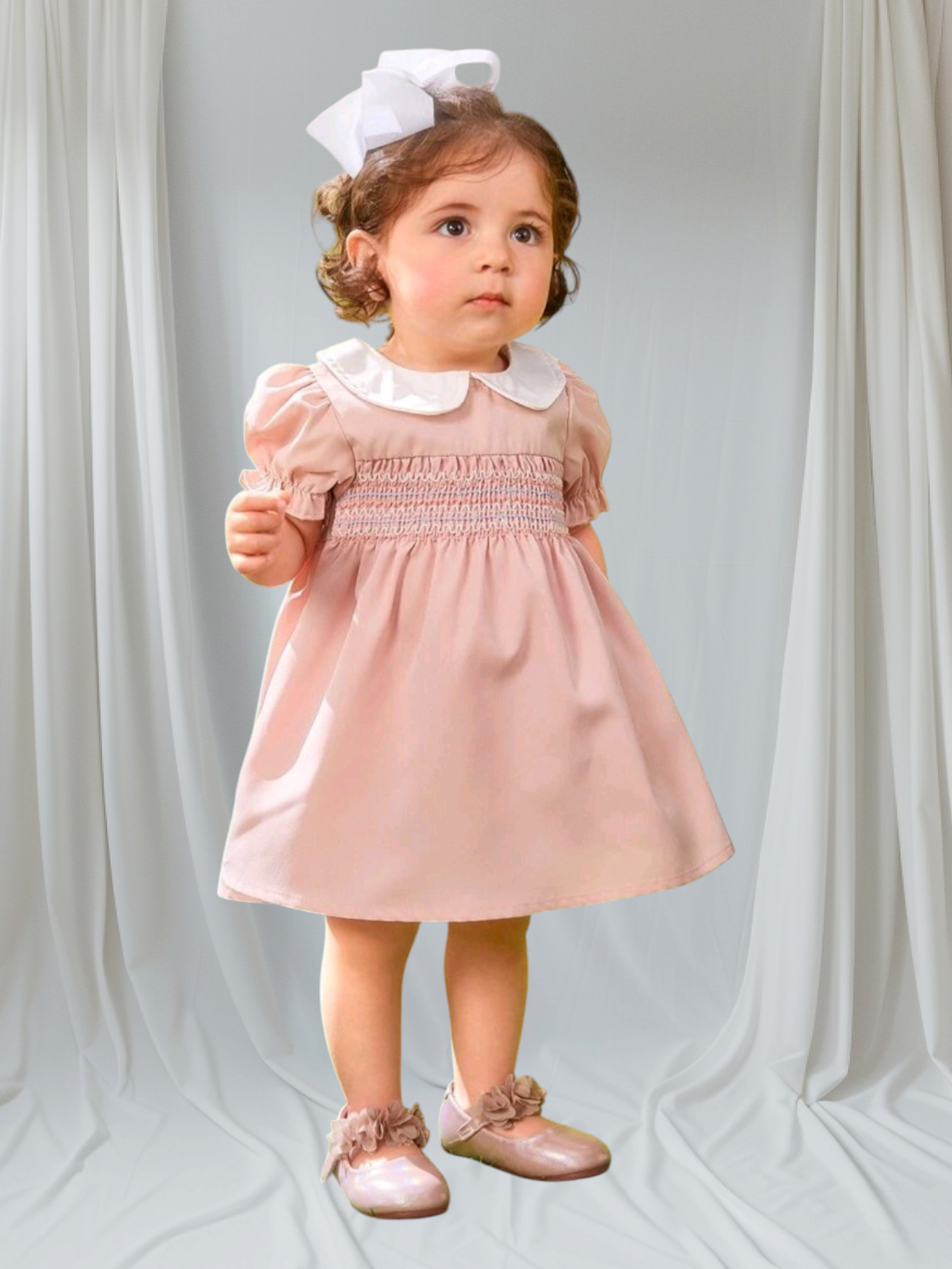 " Rosie " dress - pink smocked 