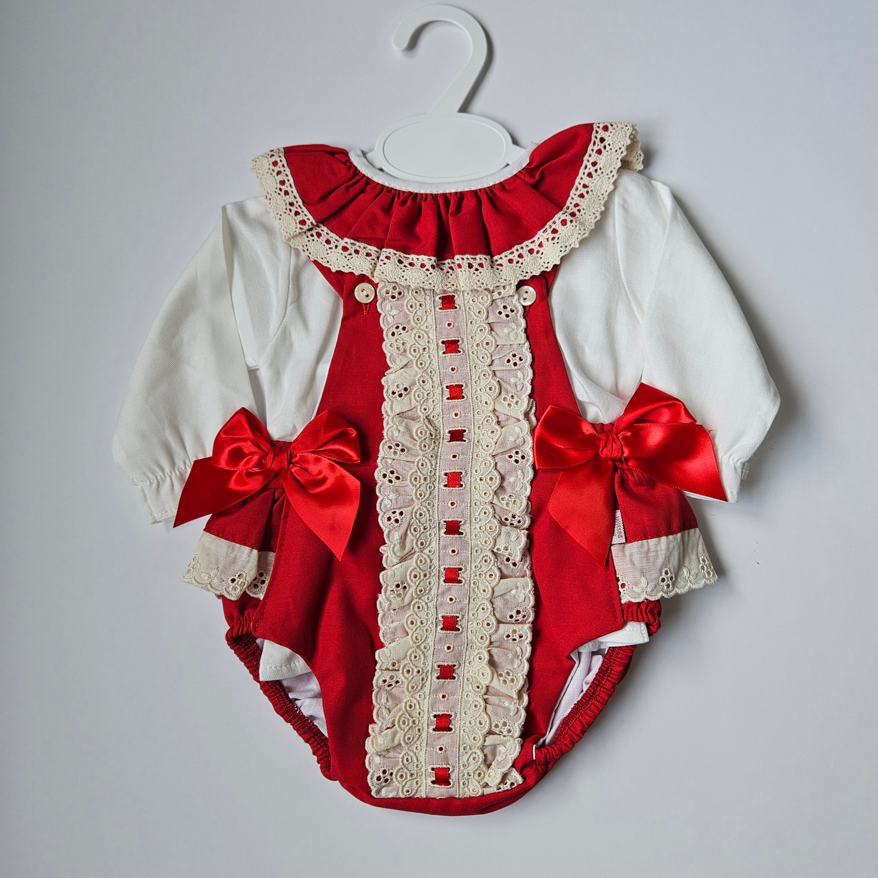 Spanish Red bow romper