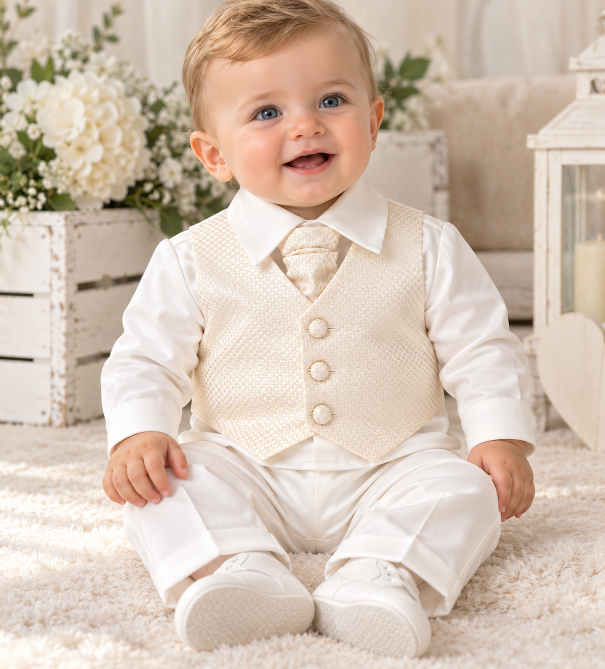 Boys Cream 4 piece suit
