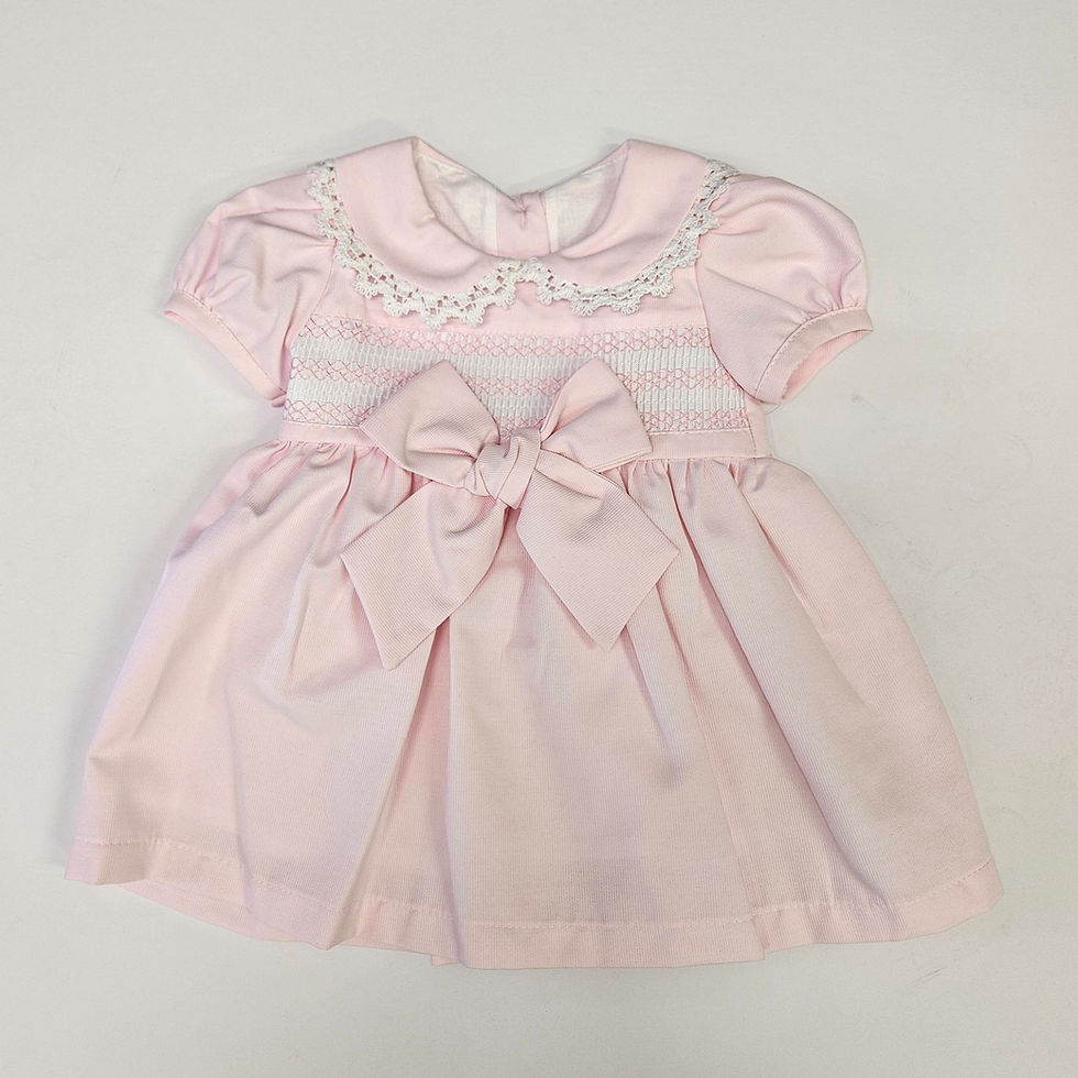 Spanish pink smocked bow dress