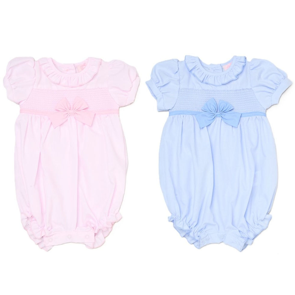 Baby Girls Smocked Romper with Bow (H12903)