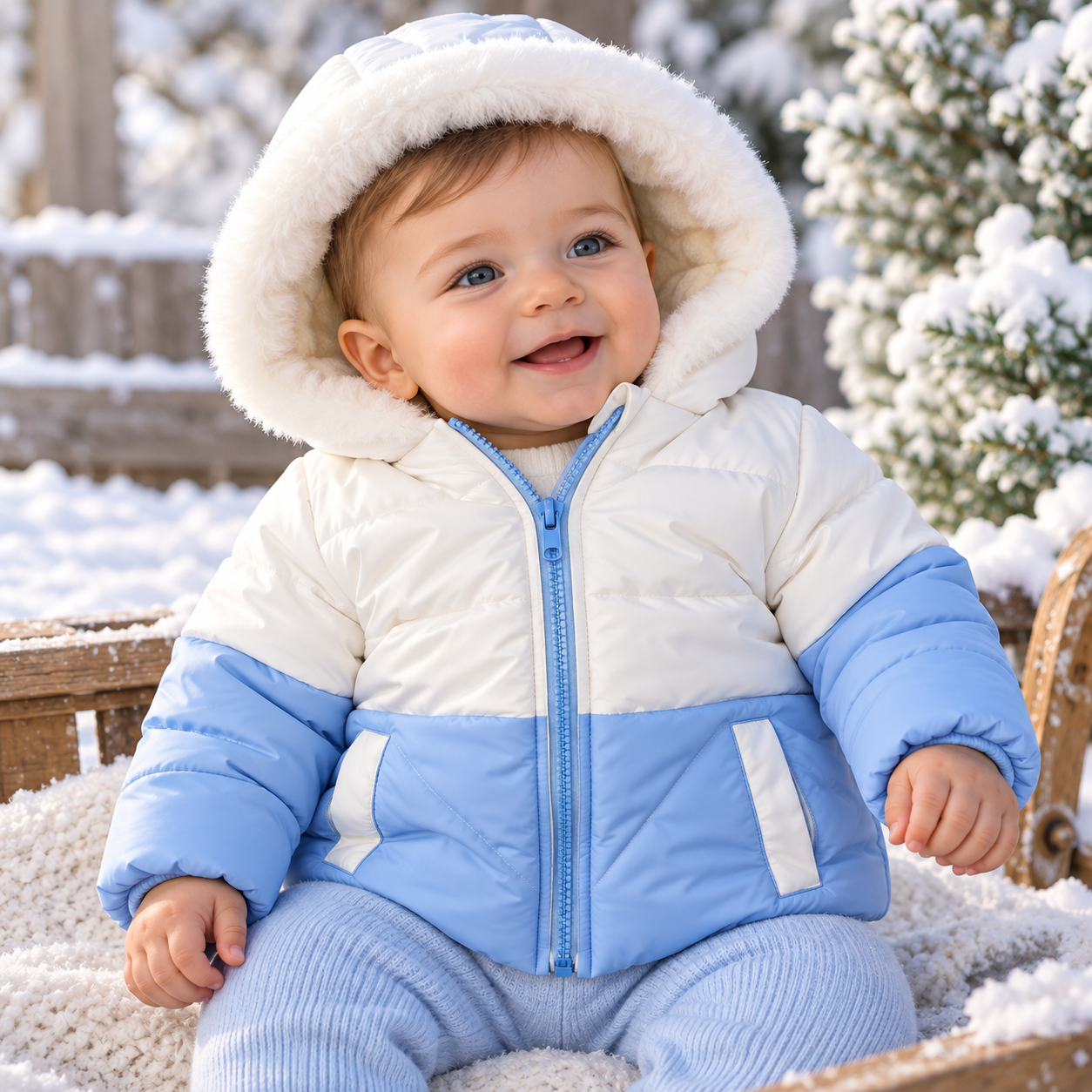 Visara boys jacket - white and blue