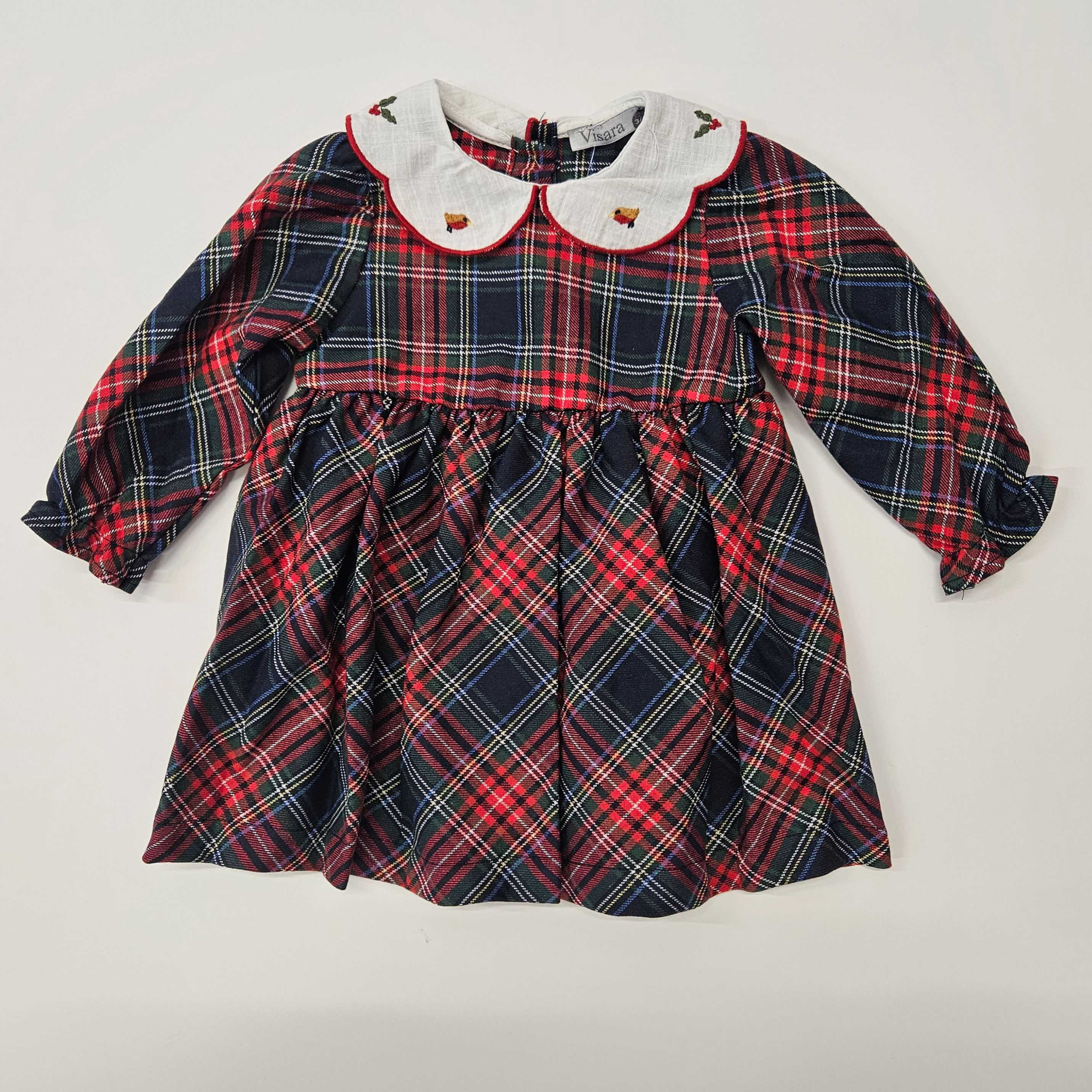 Visara red / navy tartan dress