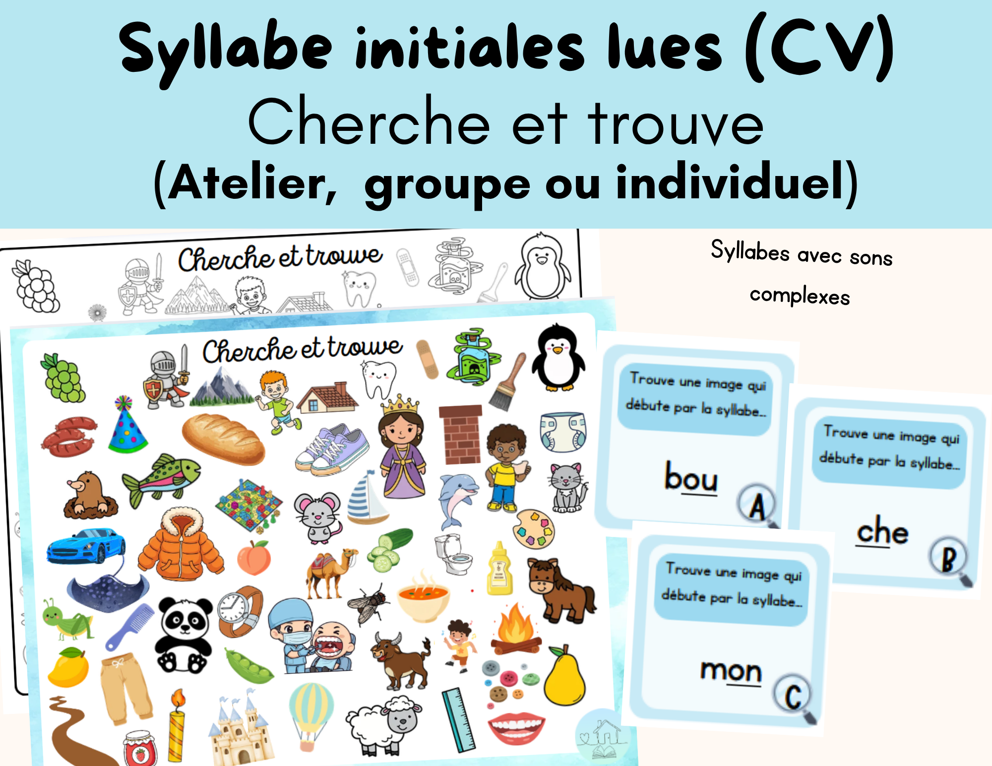 Syllabes initiales (sons complexes) - Cherche et trouve
