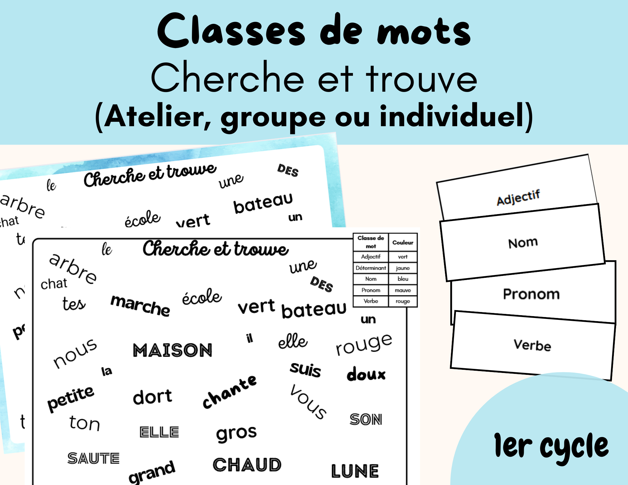 Cherche et trouve - Classe de mots 1er cycle