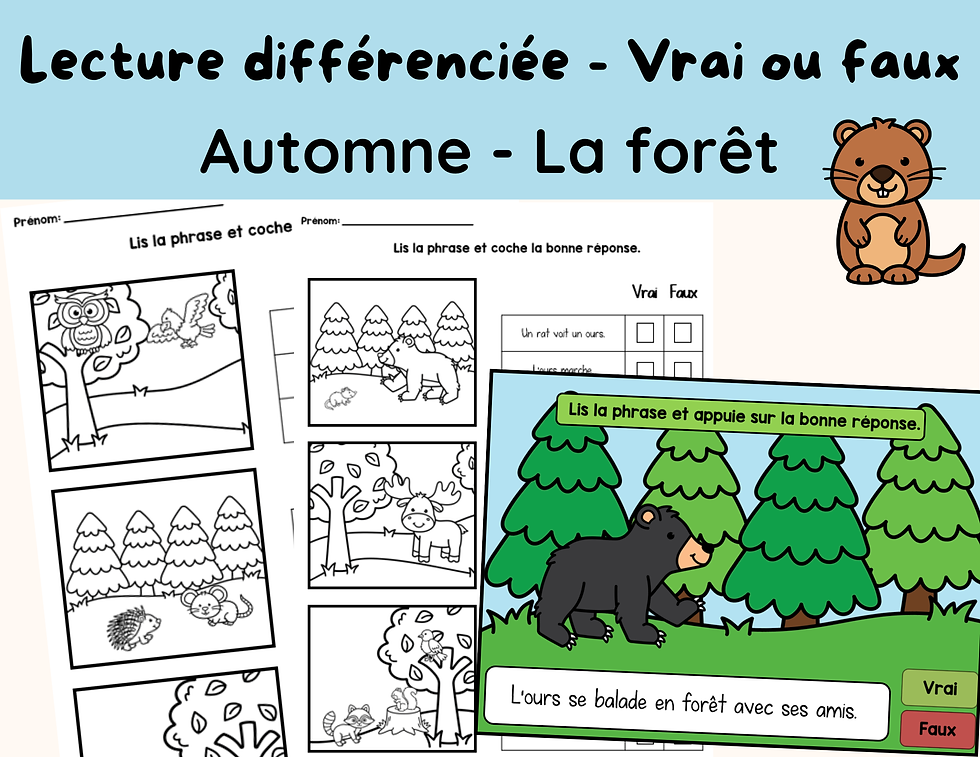 Vrai ou faux - La forêt - Feuilles d'activités et jeu interactif