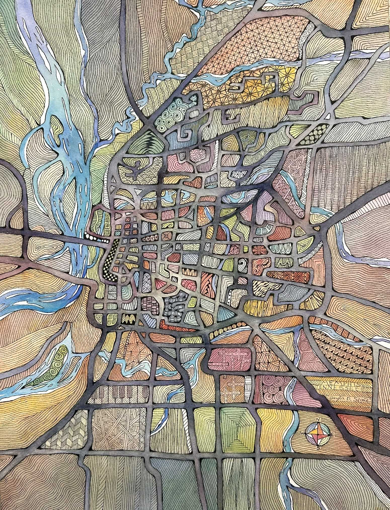 Memphis, Tennessee W_INK Map Art Print