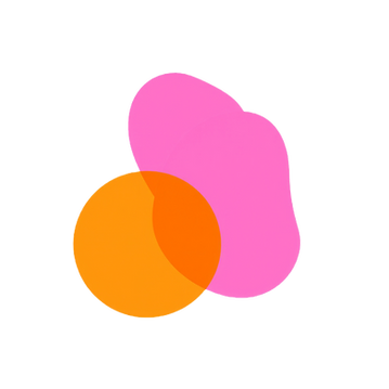 two coloured shapes in orange and pink t