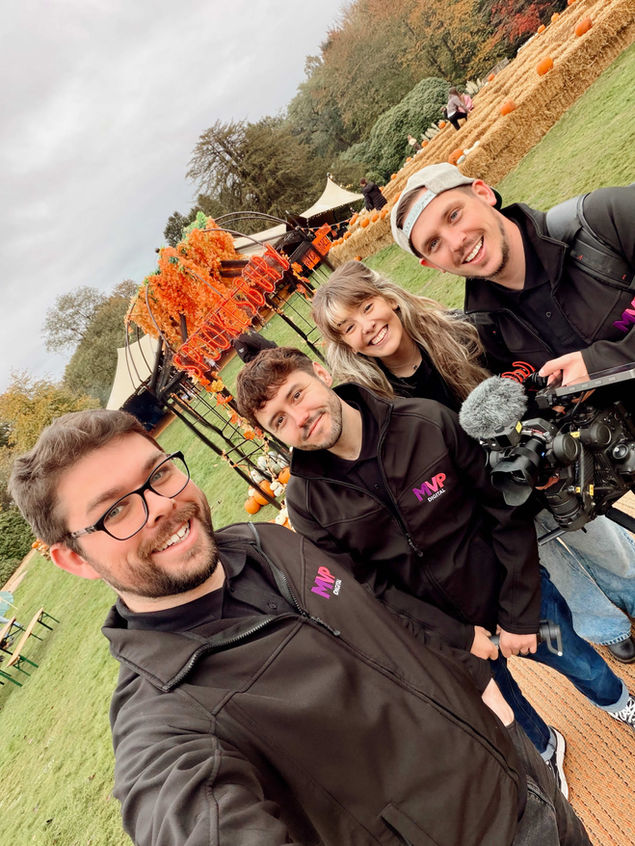 MVP Digital media team posing for a photo at Spookesbury: Harvest & Haunt, a Halloween event in Hampshire.