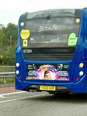 Out-of-home advertising and design for my event based in the UK. Bus advertisement designer near me to help design artwork for advertisement.