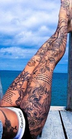 Women Leg Sleeve Tattoo