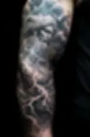 Watercolor Zeus tattoo eagle flight — blue sky bird god thigh ethereal freedom design