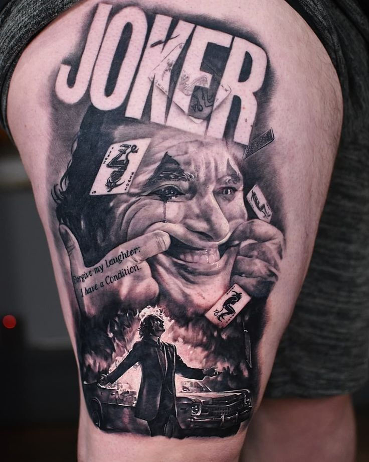 Joker tattoo full sleeve multiple designs