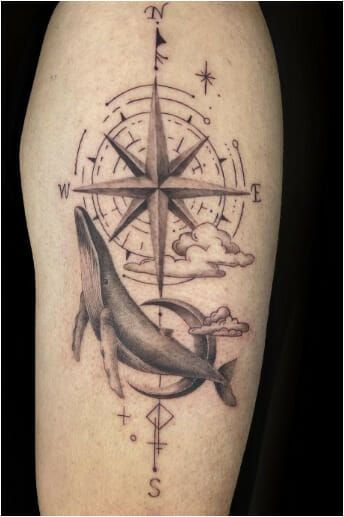 Geometric true north tattoo triangle north forearm, abstract focus strength design.
