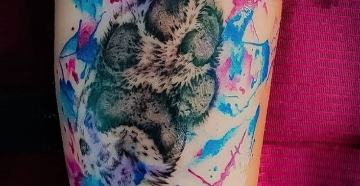 Watercolor Paw Print Tattoos