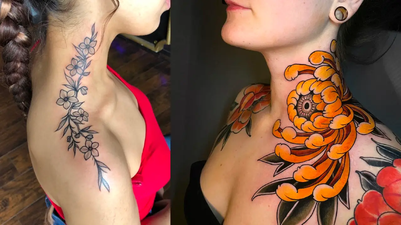 Tatuagem Feminina no Pescoço