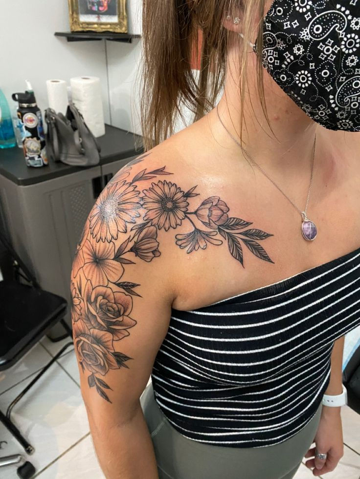 Shoulder tattoo women with infinity symbol