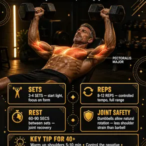Dumbbell Chest Press for Men Over 40: Complete Guide to Building Chest Muscle Safely & Effectively