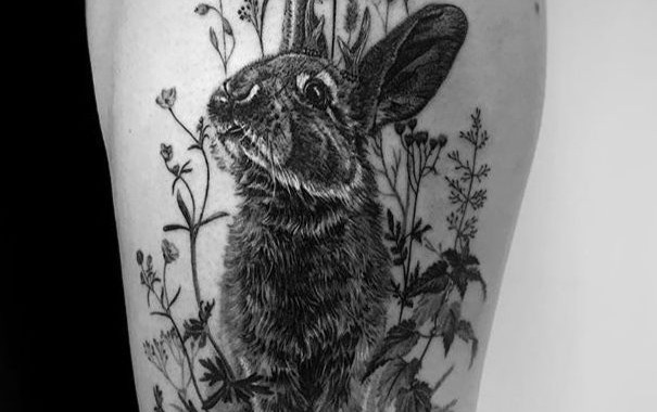 Black Rabbit Tattoo Design