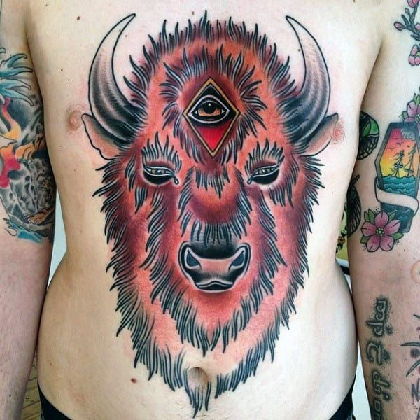 Bison tattoo dotwork stipple technique
